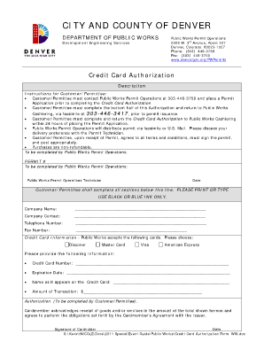 Denver Public Works Credit Card Authorization