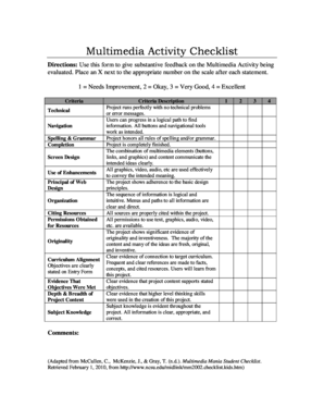 Multimedia Activity Feedback Form