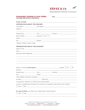 Damaged Goods Claim Form