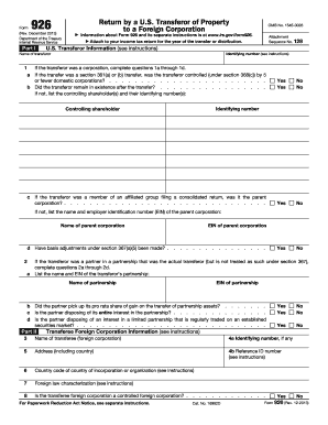 Form 926 Return to a Foreign Corporation