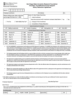 SDSU Research Foundation Salary Reduction Agreement
