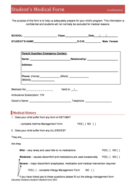 Student's Medical Form