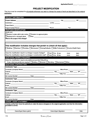 Project Modification Permit Application