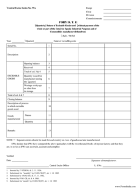 Central Excise Form RT 11