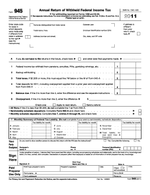 IRS Form 945 Annual Return of Withheld Federal Income Tax
