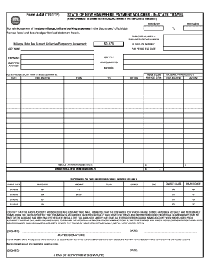 New Hampshire In-State Travel Payment Voucher