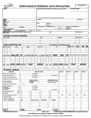 North Dakota Personal Auto Application