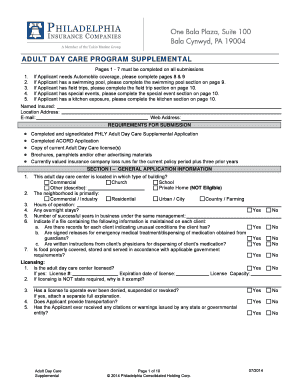 Adult Day Care Supplemental Application