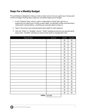 Steps for a Weekly Budget