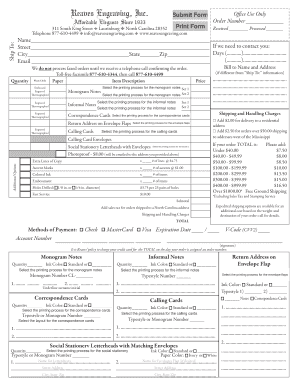 Reaves Engraving Order Form