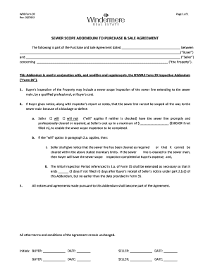 Sewer Scope Addendum to Purchase & Sale Agreement