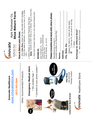Apis Footwear Shoe Return Form