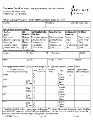 Health Insurance Enrollment and Change Form