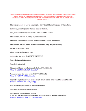 New York Small Claims Statement of Claim
