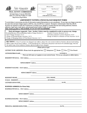 New Hampshire Real Estate Amendment Notification Form