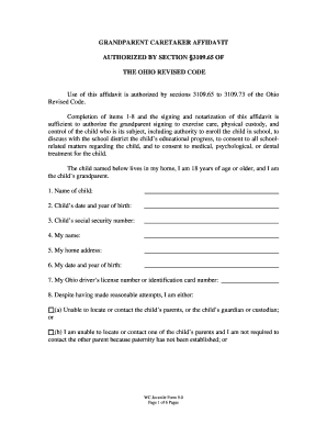Grandparent Caretaker Affidavit