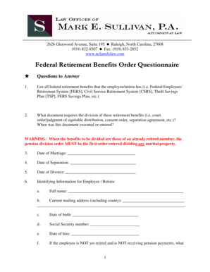 Federal Retirement Benefits Division Form