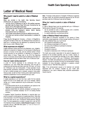Letter of Medical Need for HCSAccount