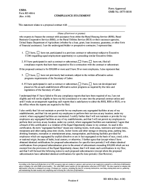 USDA Compliance Statement Form RD 400-6