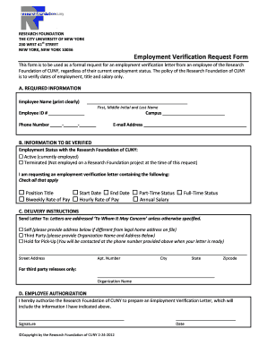 Employment Verification Request Form