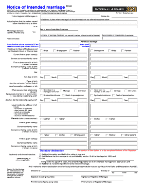 New Zealand Notice of Intended Marriage