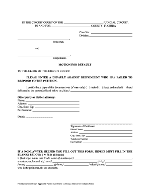 Florida Motion for Default and Default Forms