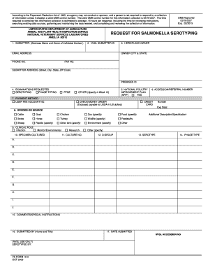 USDA Salmonella Serotyping Request Form