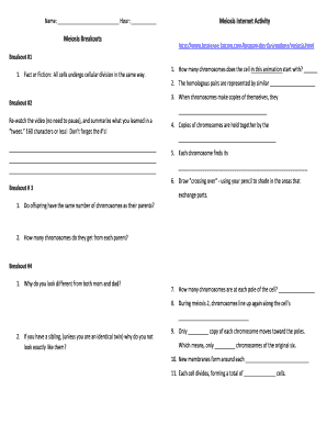 Meiosis Internet Activity Worksheet