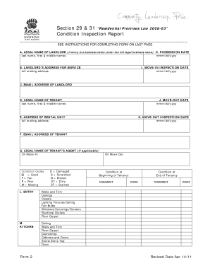 Residential Premises Condition Inspection Report