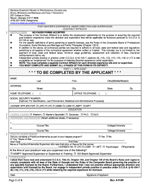 Georgia Post-Master's Experience Contract Affidavit