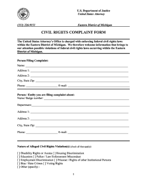 Civil Rights Complaint Form