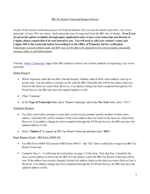 IRS Tax Return Transcript Request