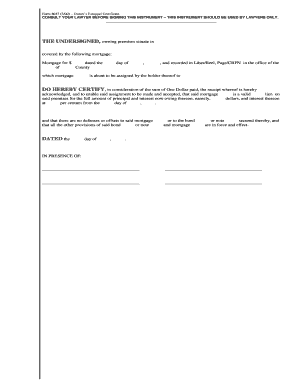 Owner's Estoppel Certificate Form 8037
