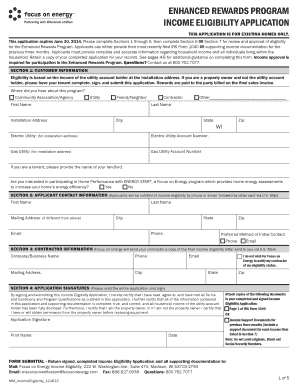Income Eligibility Application for Enhanced Rewards Program