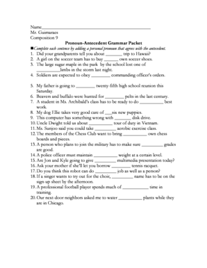 Pronoun-Antecedent Grammar Packet