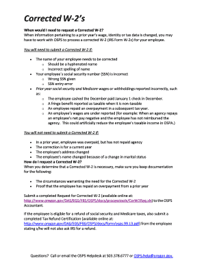 Fillable Online oregon Corrected W-2 handoutpdf - oregon Fax Email ...