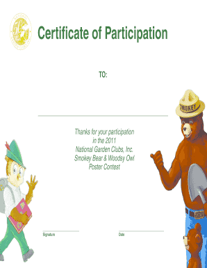 National Garden Clubs Participation Certificate