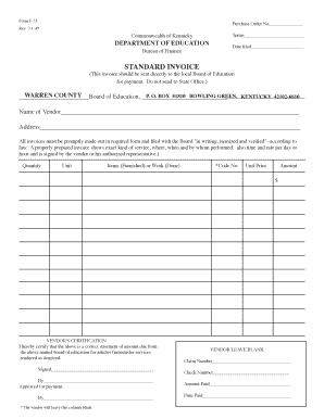 Kentucky Purchase Order Form F-75
