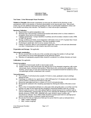 Urine Microscopic Exam Procedure