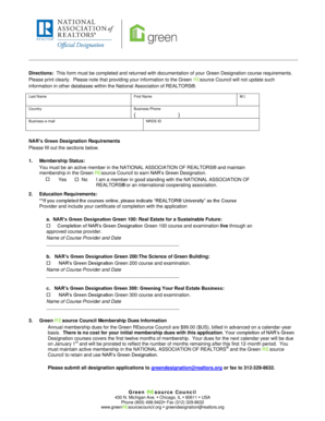 NAR Green Designation Application Form