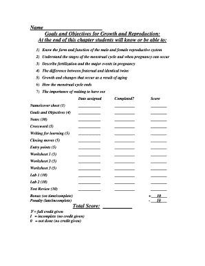 Human Reproduction and Growth Worksheet