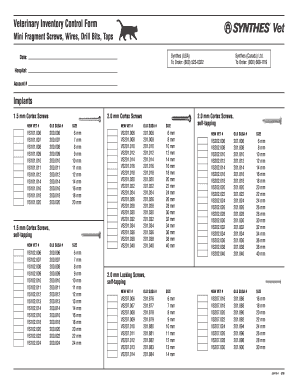 Veterinary Inventory Control Form