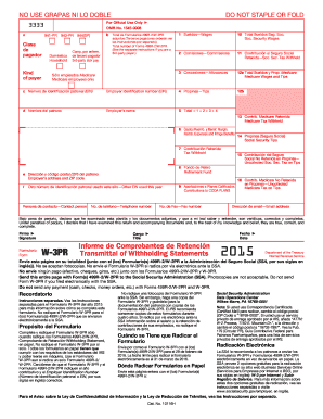 Form W-3PR Transmittal of Withholding Statements