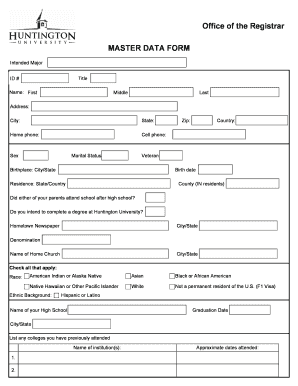 Master Data Form