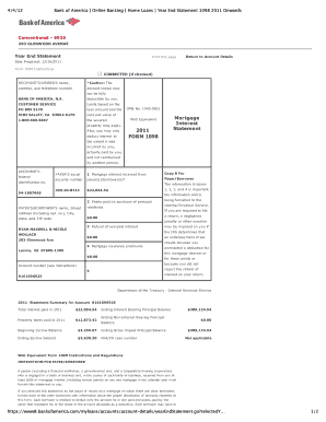 Bank of America Mortgage Interest Statement 1098