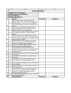 ACH Operations Compliance Questionnaire