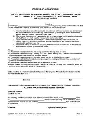 Affidavit of Authorization