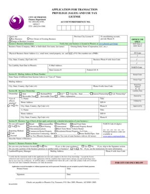 Phoenix Sales and Use Tax License Application