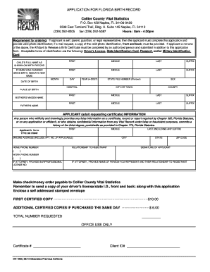 Florida Birth Record Application