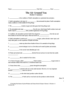 Science Summary Worksheet